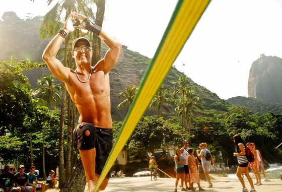 kopen Polyester singelband slackline loopkabel gele kleur met aangepast logo online manufacture