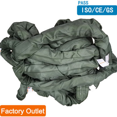 kopen Heavy Duty Olijfolie Polyester Ronde Sling Jacket Twill Weave Construction Verticaal 68000 LBS online manufacture